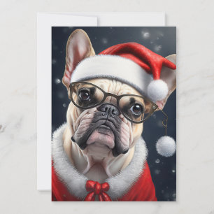 Schattigee Franse Bulldog Santa Christmas Holiday Kaart