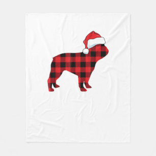 Schattigee Franse Bulldog Santa Hat Christmas Red  Fleece Deken