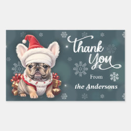 Schattigee Franse Bulldog Santa Hat Dank u Kerstmi Rechthoekige Sticker