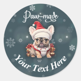 Schattigee Franse Bulldog Santa Hat Handmake Chris Ronde Sticker