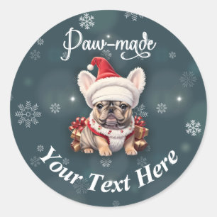 Schattigee Franse Bulldog Santa Hat Handmake Chris Ronde Sticker