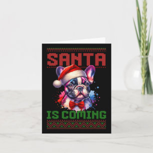 Schattigee Franse Bulldog Santa Hat Ugly Christmas Kaart