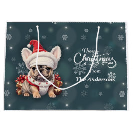 Schattigee Franse Bulldog Santa Hat Vrolijk Kerstf Groot Cadeauzakje