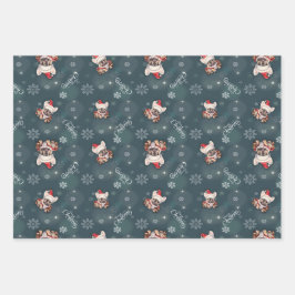 Schattigee Franse Bulldog Santa Hat Vrolijk Kerstf Inpakpapier Vel