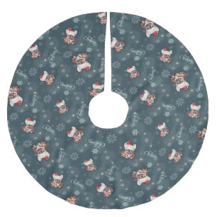 Schattigee Franse Bulldog Santa Hat Vrolijk Kerstf Kerstboom Rok