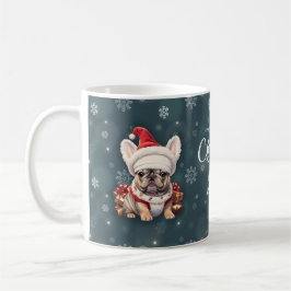 Schattigee Franse Bulldog Santa Hat Vrolijk Kerstf Koffiemok