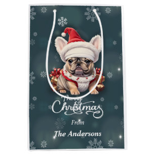 Schattigee Franse Bulldog Santa Hat Vrolijk Kerstf Medium Cadeauzakje