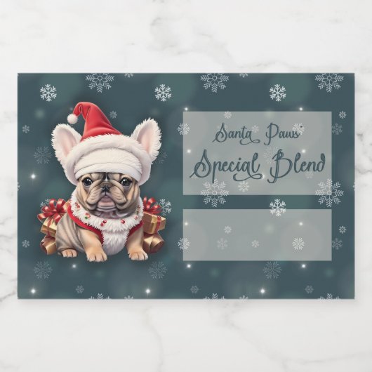 Schattigee Franse Bulldog Santa Hat Vrolijk Kerstf Voedselcontainer Etiket (Enkel label)