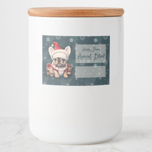 Schattigee Franse Bulldog Santa Hat Vrolijk Kerstf Voedselcontainer Etiket (Voorkant)