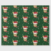 Schattigee Franse Bulldog Santa Hat Wrapping Paper Cadeaupapier (Vlak)