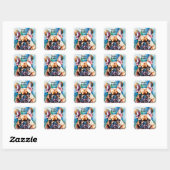 Schattigee Franse Bulldog Square Stickers (Vel)