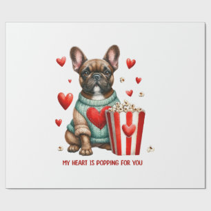 Schattigee Franse Bulldog Valentijnsdag hart Cadeaupapier
