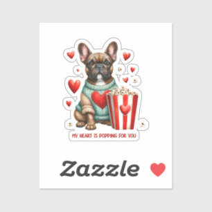 Schattigee Franse Bulldog Valentijnsdag hart Sticker