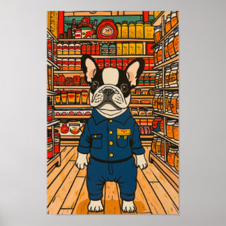 Schattigee Franse Bulldog werkt hard Poster