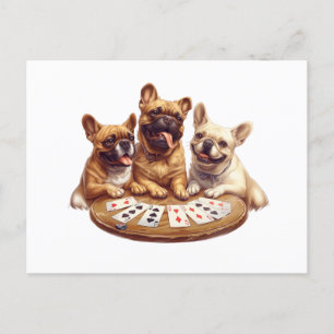 Schattigee Franse Bulldogs Speelkaarten Briefkaart