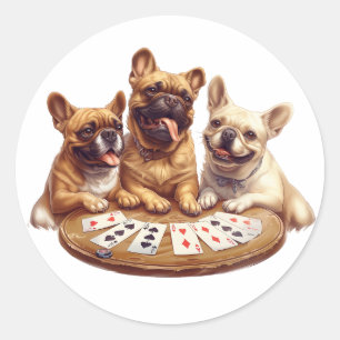 Schattigee Franse Bulldogs Speelkaarten Ronde Sticker