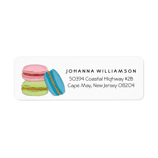 Schattigee Franse Macarons Macaroon Cookies Etiket (Voorkant)