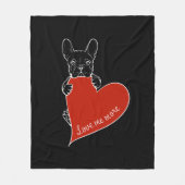 Schattigee Frenchie Dog met een rood hart Fleece Deken (Voorkant)