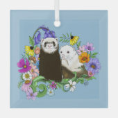 Schattigee Fretten Bloemen Glas Ornament (Voorkant)