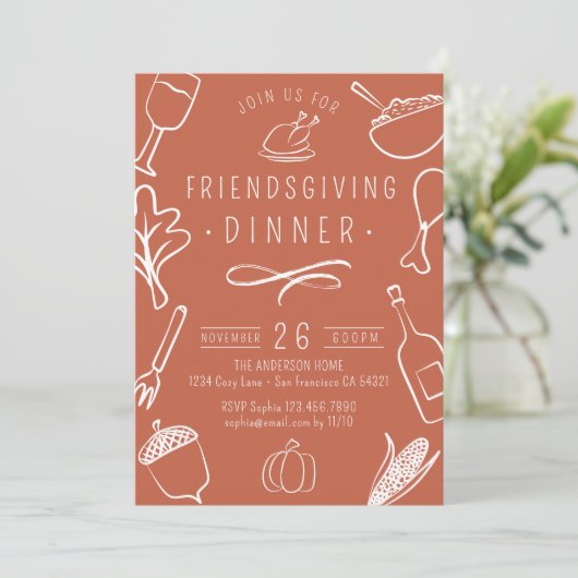 Schattigee Friendsgiving Thanksgiving Diner Pompoe Kaart (Staand voorkant)