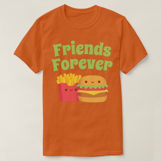 Schattigee Fries en Burger Friends Forever T-shirt (Design voorkant)