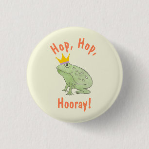 Schattigee Frog Hop Hop Hooray Party Funny Amphibi Ronde Button 3,2 Cm
