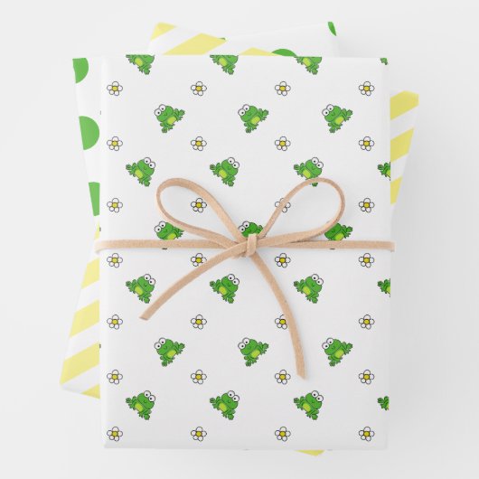 Schattigee Frog Party Wrapping Paper Sheets - Set  (In situ)