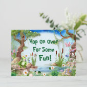 Schattigee Frog Prince verjaardagsfeestje Kaart (Staand voorkant)