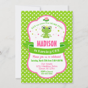 Schattigee Frog Princess uitnodiging voor een meis
