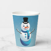 Schattigee Frosty Sneeuwman Illustratie Papier Cup Papieren Bekers (Achterkant)