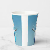 Schattigee Frosty Sneeuwman Illustratie Papier Cup Papieren Bekers (Links)