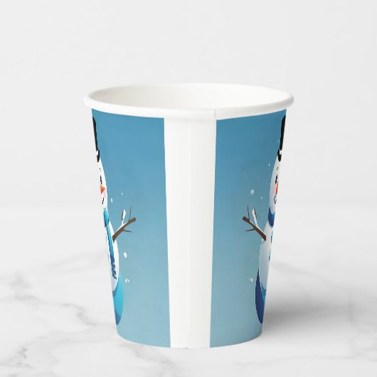 Schattigee Frosty Sneeuwman Illustratie Papier Cup Papieren Bekers (Rechts)