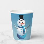 Schattigee Frosty Sneeuwman Illustratie Papier Cup Papieren Bekers (Voorkant)