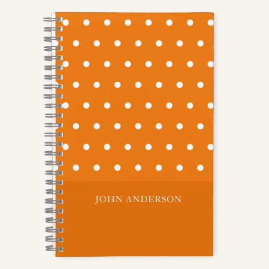 Schattigee Funky Oranje Polka Dots Custom Script Notitieboek (Voorkant)
