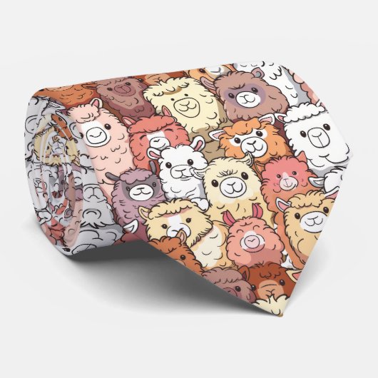Schattigee Funny Alpaca Llama Stropdas (Opgerold)