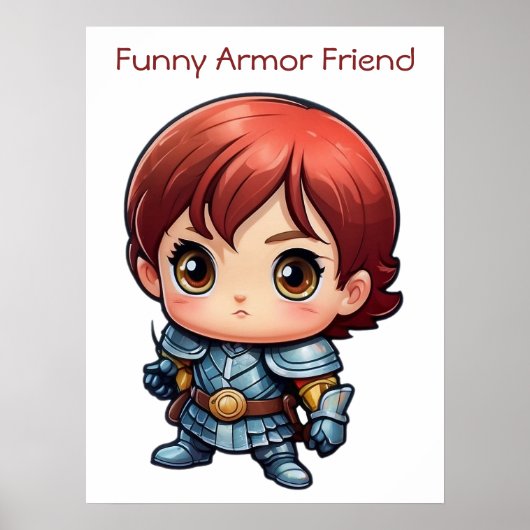 Schattigee Funny Armor Vriend Comic Warrior Poster (Voorkant)