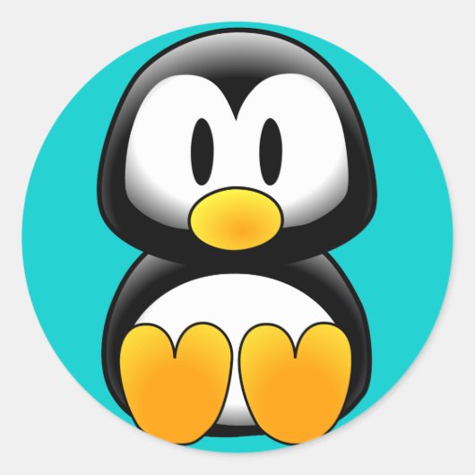 Schattigee Funny Baby Penguin Ronde Sticker (Voorkant)
