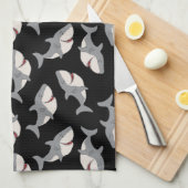 Schattigee Funny Black Grey Grote Witte Haai Theedoek (Quarter Fold)