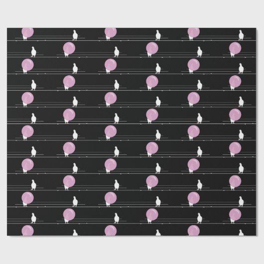 Schattigee Funny Bubblegum Vogels op een Draadpatr Cadeaupapier (Vlak)