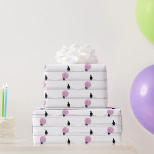 Schattigee Funny Bubblegum Vogels op een Draadpatr Cadeaupapier