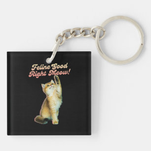 Schattigee Funny Cat Typografie met Speelse Kitten Sleutelhanger