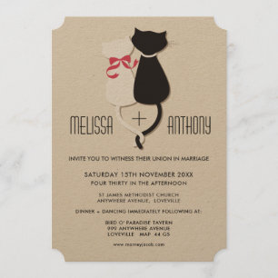 Schattigee Funny Cats Couple Wedding Invitation Kaart