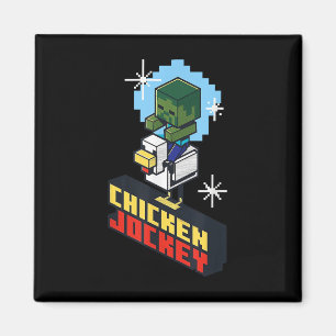 Schattigee Funny Chicken Jockey Pixel Graphic Ridi Magneet