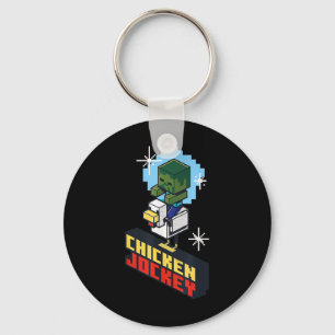 Schattigee Funny Chicken Jockey Pixel Graphic Ridi Sleutelhanger