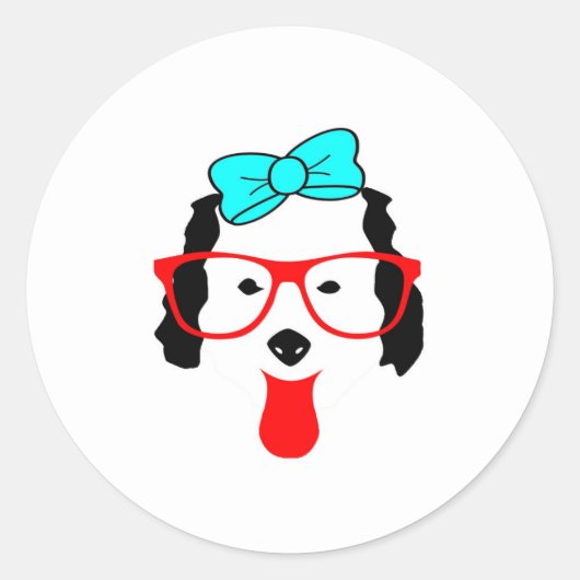 Schattigee Funny Dog Head Drawing Ronde Sticker (Voorkant)