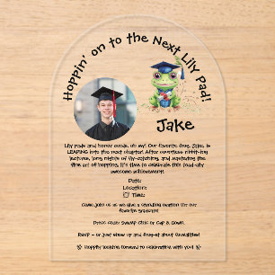 Schattigee Funny Frog Afstuderen Acryl Uitnodiging Uitnodigingen