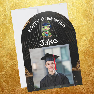 Schattigee Funny Frog Photo Graduation Party Kaart