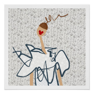 Schattigee Funny Girl Mode Illustratie Perfect Poster