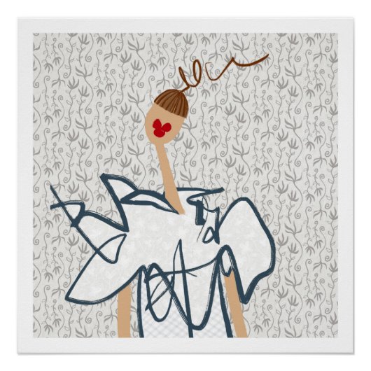 Schattigee Funny Girl Mode Illustratie Perfect Poster (Voorkant)