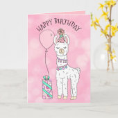 Schattigee Funny Lama Humor Happy Birthday Kaart (Gele Bloem)